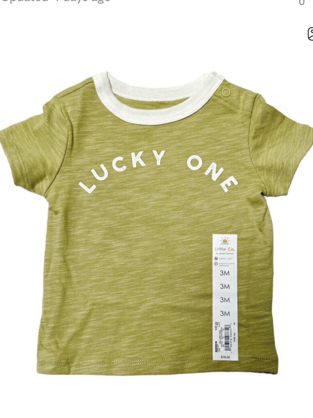 Little Co. "Lucky One" Olive Green Ringer Tee - Baby 9m